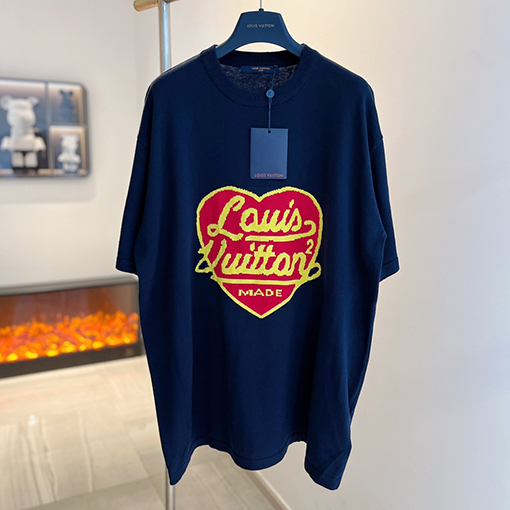 ヴィトン 短袖Tシャツ コピー Louis Vuitton ハートモチーフの編みセーターショートスリーブ