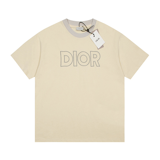 ディオール 半袖Tシャツ スーパーコピー DIOR 刺繍とカラーブロックのショートスリーブTシャツ