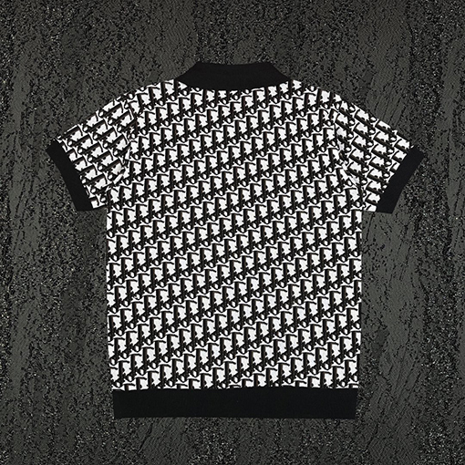 ディオール 半袖Tシャツ Obulique ヴィンテージ柄編みポロシャツ