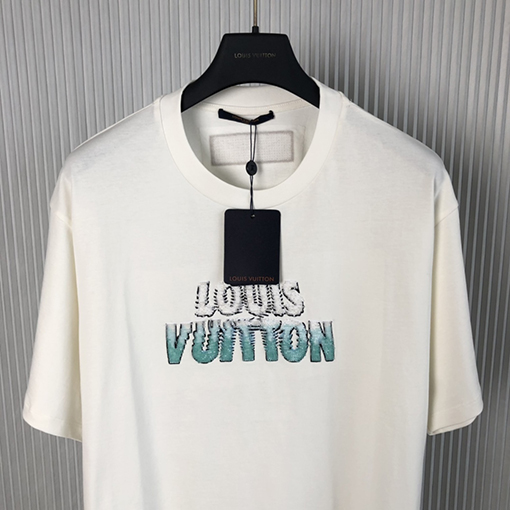 ヴィトン 半袖Tシャツ コピー Louis Vuitton ビーズグラデーションロゴの半袖Tシャツ