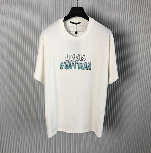 ヴィトン 半袖Tシャツ コピー Louis Vuitton ビーズグラデーションロゴの半袖Tシャツ