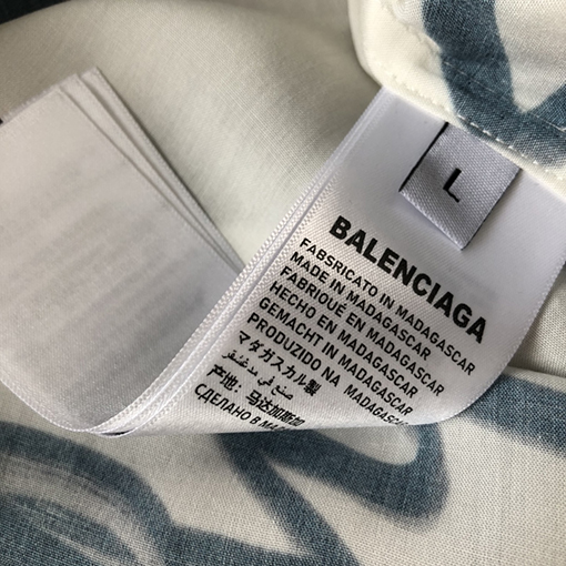 バレンシアガ シャツ BALENCIAGA 新しいスクリブルシルクプリントロングスリーブシャツ