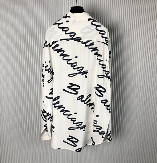 バレンシアガ シャツ BALENCIAGA 新しいスクリブルシルクプリントロングスリーブシャツ