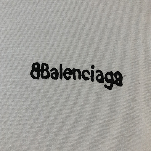 バレンシアガ 半袖Tシャツ コピー BALENCIAGA ミニ文字プリントラウンドネック半袖Tシャツ