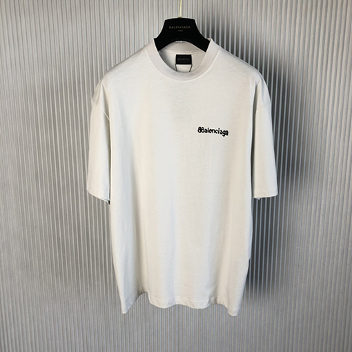 バレンシアガ 半袖Tシャツ コピー BALENCIAGA ミニ文字プリントラウンドネック半袖Tシャツ