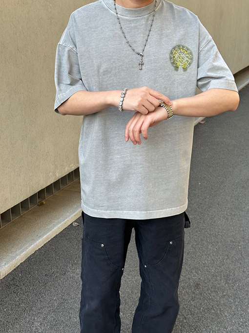 クロムハーツ 半袖Tシャツ CHROME HEART バックプリントにはハイクオリティな大柄プリント