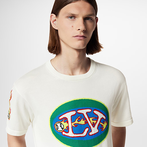 ヴィトン ニット半袖Tシャツ LVロゴニットショートスリーブTシャツ