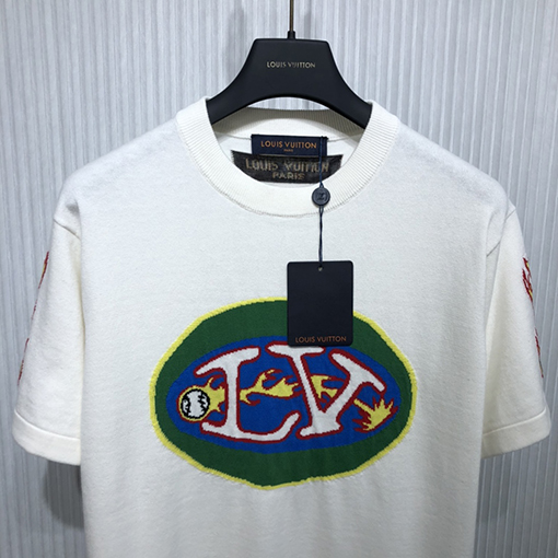 ヴィトン ニット半袖Tシャツ LVロゴニットショートスリーブTシャツ