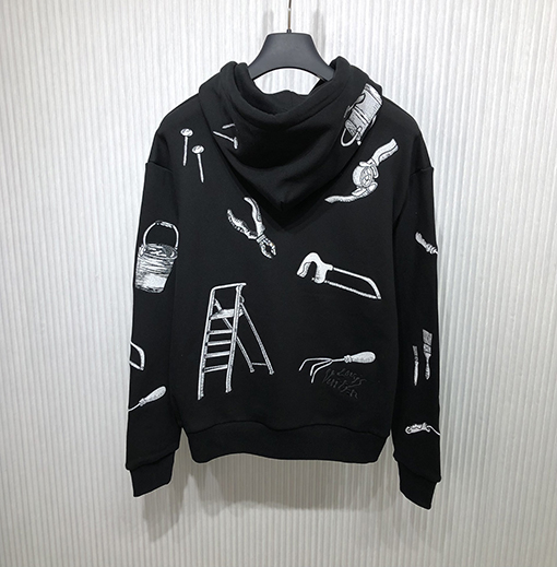 ヴィトン パーカーコピー ツールパターン 刺繍フード付きスウェットTシャツ