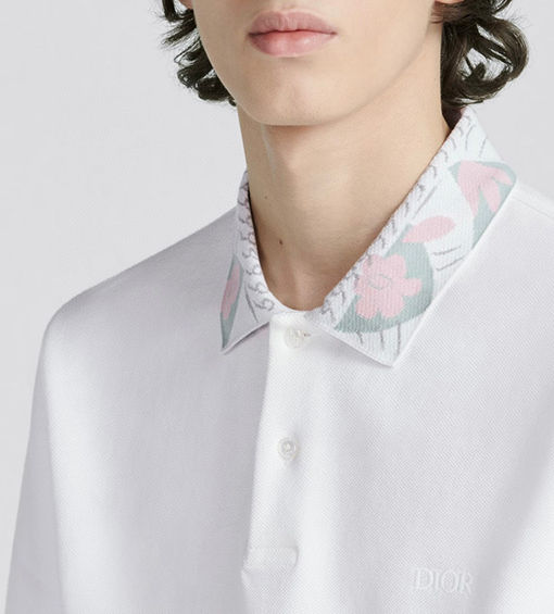 ディオール 半袖Tシャツ DIOR 花柄襟付きショートスリーブPOLO Tシャツ