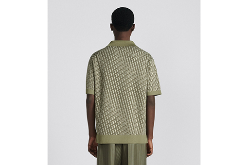 ディオール 半袖Tシャツ Oblique 編み提花襟付きPOLO Tシャツ