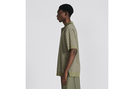 ディオール 半袖Tシャツ Oblique 編み提花襟付きPOLO Tシャツ
