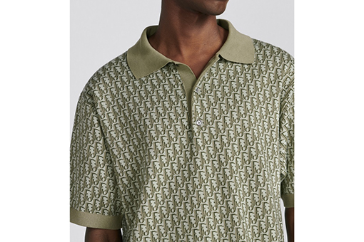 ディオール 半袖Tシャツ Oblique 編み提花襟付きPOLO Tシャツ