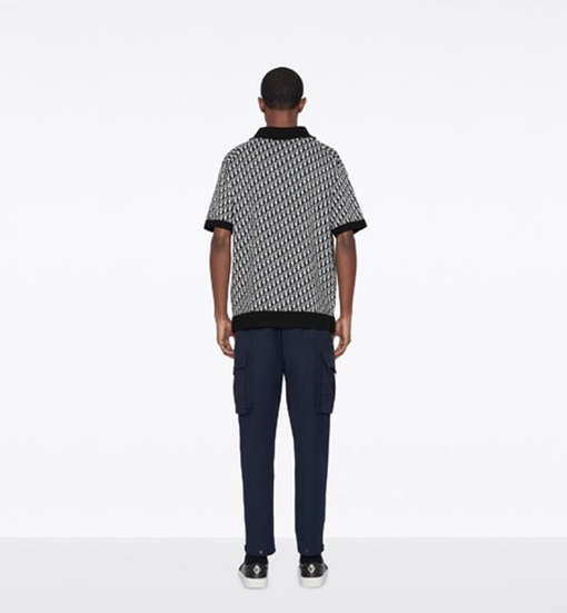 ディオール 半袖Tシャツ Oblique 編み提花襟付きPOLO Tシャツ