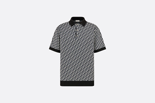 ディオール 半袖Tシャツ Oblique 編み提花襟付きPOLO Tシャツ