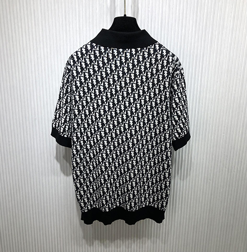 ディオール 半袖Tシャツ Oblique 編み提花襟付きPOLO Tシャツ