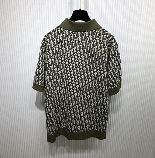 ディオール 半袖Tシャツ Oblique 編み提花襟付きPOLO Tシャツ