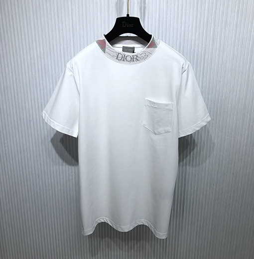 ディオール 半袖Tシャツ コピー 白い平織り編みの精巧な仕上げのトップス