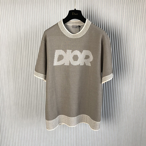 ディオール 半袖Tシャツ DIORロゴマーク刺繍短袖ニットTシャツ