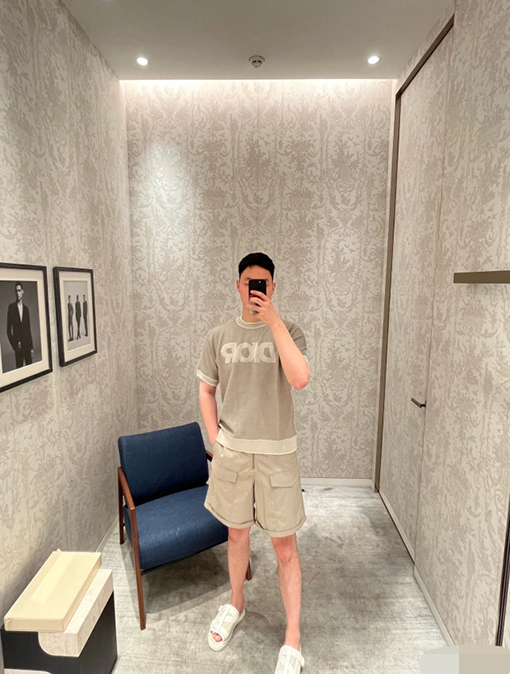 ディオール 半袖Tシャツ DIORロゴマーク刺繍短袖ニットTシャツ