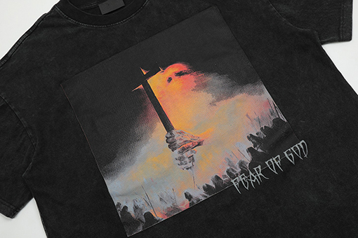 フィアオブゴッド 半袖Tシャツスーパーコピー 幽霊 十字架 レトロウォッシュ ショートスリーブ