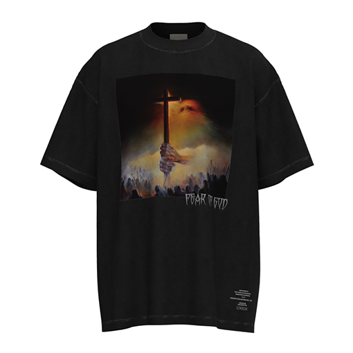 フィアオブゴッド 半袖Tシャツスーパーコピー 幽霊 十字架 レトロウォッシュ ショートスリーブ