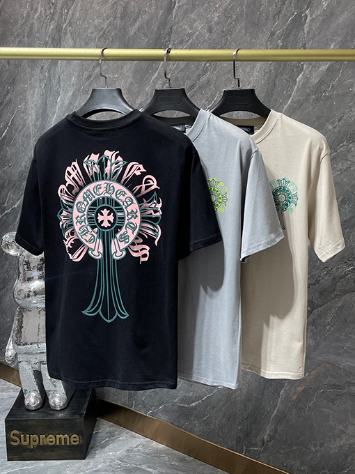 クロムハーツ 半袖Tシャツ CHROME HEART 馬蹄バックル 十字架のショートスリーブ