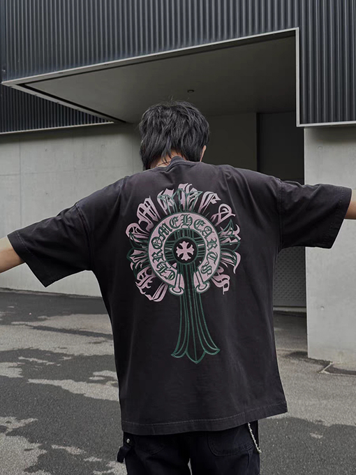 クロムハーツ 半袖Tシャツ CHROME HEART 馬蹄バックル 十字架のショートスリーブ