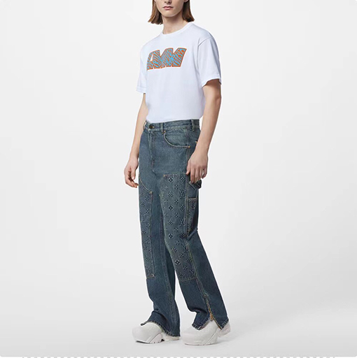 ヴィトン デニムパンツ スーパーコピー エンボス加工デニムパンツ