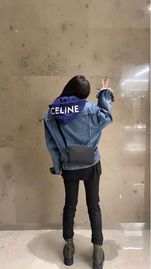 セリーヌ ジャケット コピー CELINE キャップスタイルのロゴプリント付き新作デニムジャケット アウター