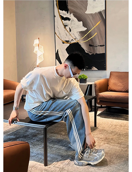 バレンシアガ x アディダス コラボ adidas x balenciaga トリプルストライプワイドレッグデニムパンツ