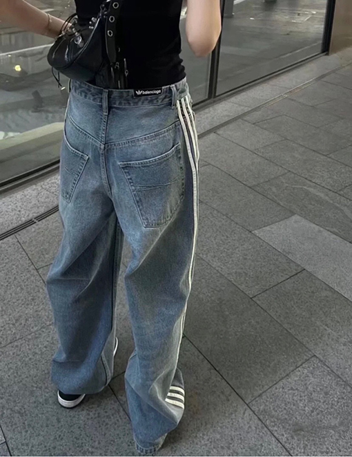 バレンシアガ x アディダス コラボ adidas x balenciaga トリプルストライプワイドレッグデニムパンツ