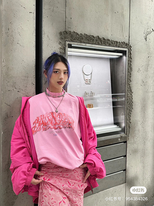 バレンシアガ 半袖Tシャツ  インクジェットスプレーペイント柄ショートスリーブ 3色