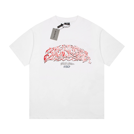 バレンシアガ 半袖Tシャツ  インクジェットスプレーペイント柄ショートスリーブ 3色