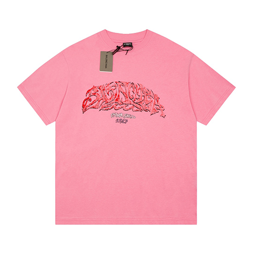 バレンシアガ 半袖Tシャツ  インクジェットスプレーペイント柄ショートスリーブ 3色