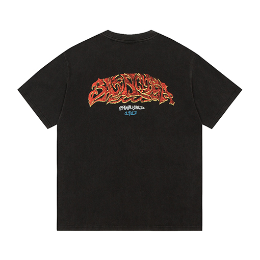 バレンシアガ 半袖Tシャツ  インクジェットスプレーペイント柄ショートスリーブ 3色