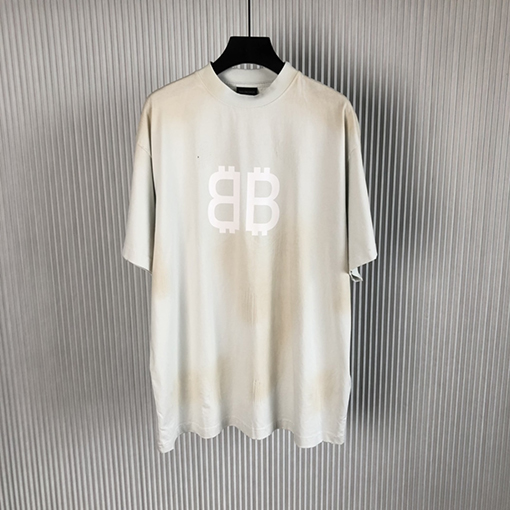 バレンシアガ 半袖Tシャツ BALENCIAGAクリプトアートが施されたワイドシルエット半袖Tシャツ