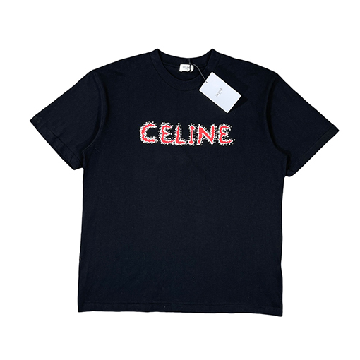 セリーヌ 半袖Tシャツスーパーコピー CELINE レッドロゴプリント シンプル