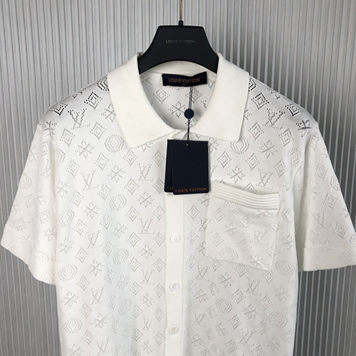 ヴィトン ニット 半袖Tシャツ スーパーコピー  Louis Vuitton シルク混紡半袖シャツ mini monogram