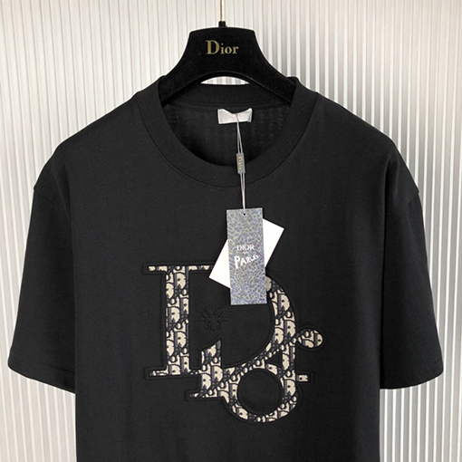 ディオール 半袖Tシャツ  老花柄と文字プリントの新作半袖Tシャツ