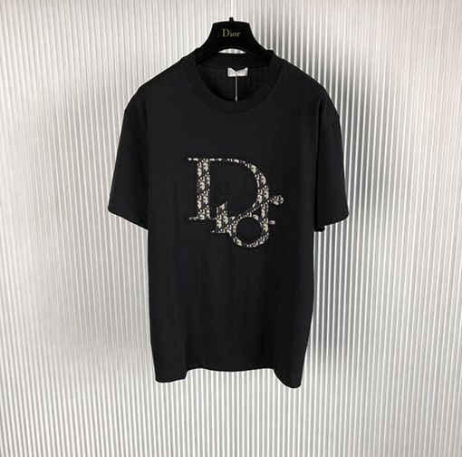 ディオール 半袖Tシャツ  老花柄と文字プリントの新作半袖Tシャツ