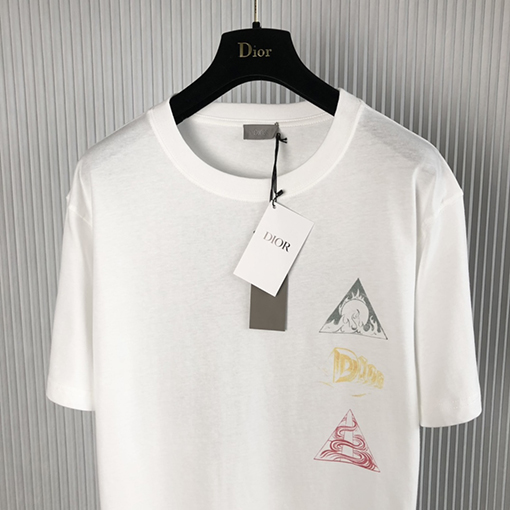 ディオール 半袖Tシャツ 三角形のラウンドネック半袖Tシャツ