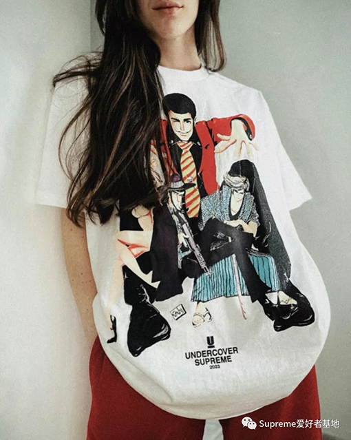 シュプリーム 半袖Tシャツ SUPREME X UNDERCOVER Lupin Tee ルパン三世漫画人物プリントのショートスリーブTシャツ