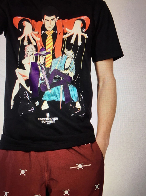 シュプリーム 半袖Tシャツ SUPREME X UNDERCOVER Lupin Tee ルパン三世漫画人物プリントのショートスリーブTシャツ