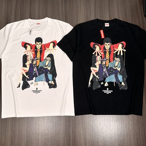 シュプリーム 半袖Tシャツ SUPREME X UNDERCOVER Lupin Tee ルパン三世漫画人物プリントのショートスリーブTシャツ