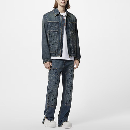 ヴィトン  FW23 ロゴプレスパターンのデニムジャケット デニムコート