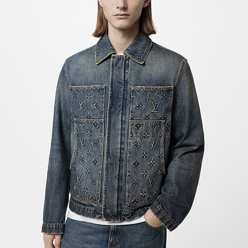ヴィトン  FW23 ロゴプレスパターンのデニムジャケット デニムコート