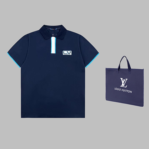 ヴィトン 半袖Tシャツ スーパーコピー Louis Vuitton 刺繍バッジポロTシャツ