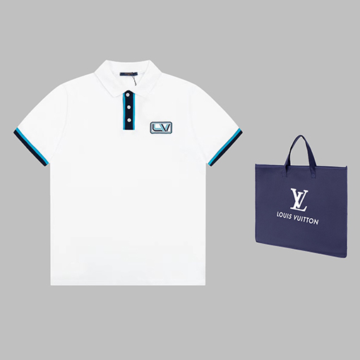 ヴィトン 半袖Tシャツ スーパーコピー Louis Vuitton 刺繍バッジポロTシャツ
