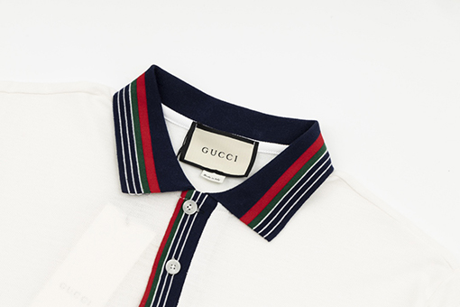 グッチ 半袖Tシャツ コピー GUCCI  ストライプカラーの双Gワンポイントポロシャツ